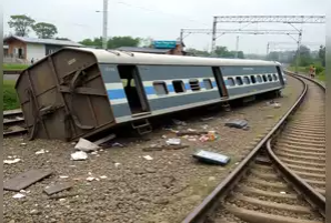Two empty coaches of a train derailed
