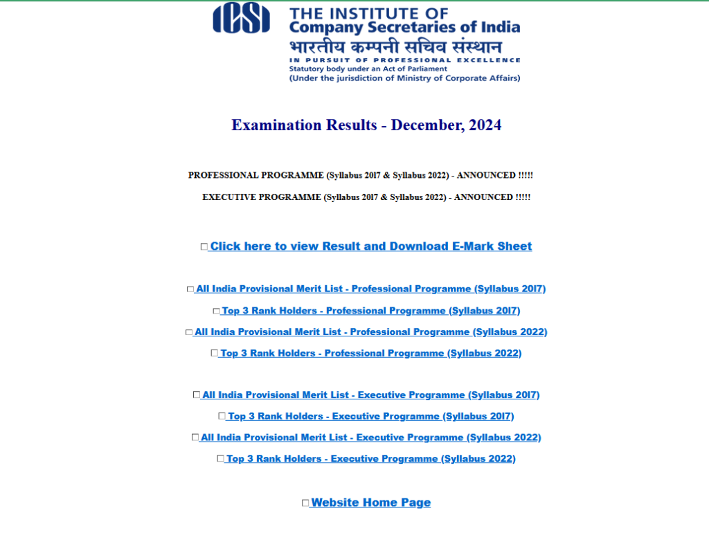 ICSI CS December Results 2024