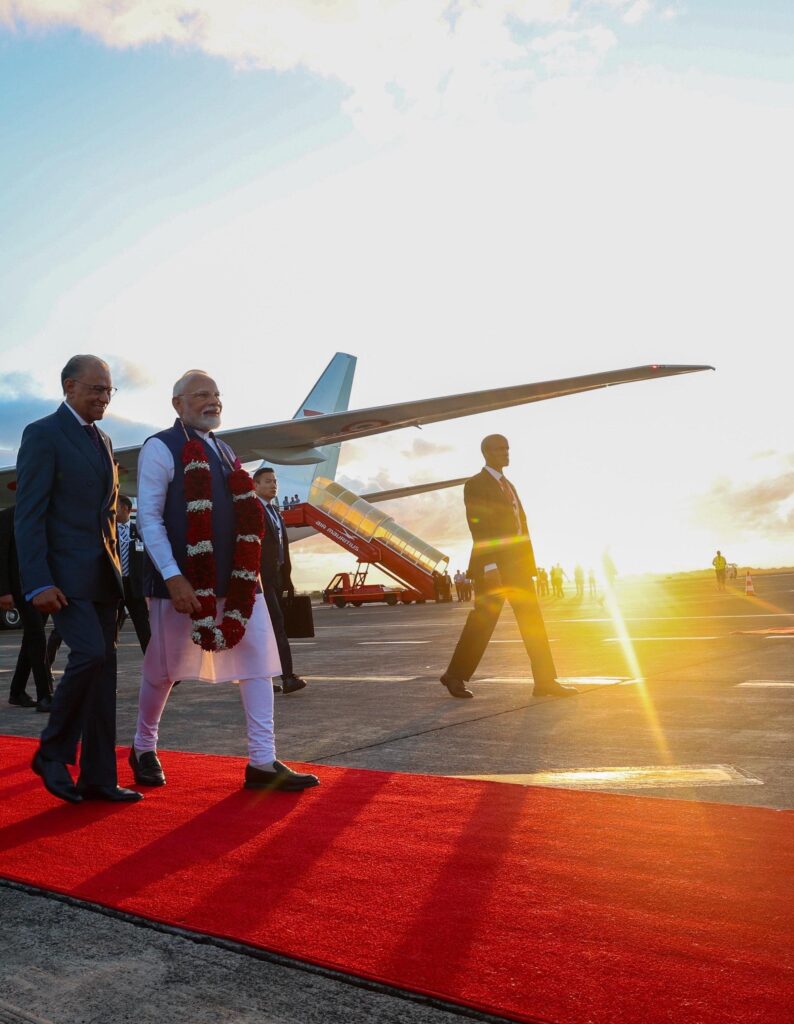Narendra Modi Arrives in Mauritius