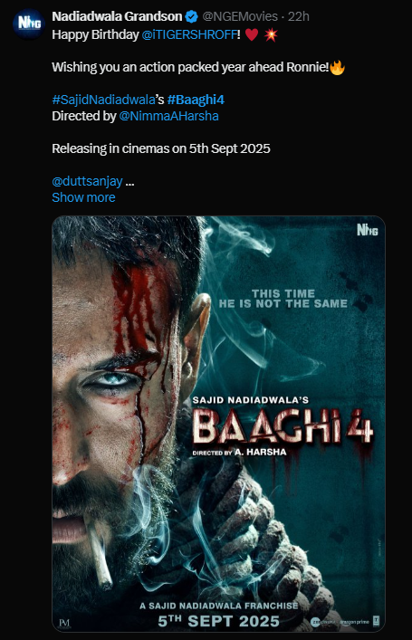 Tiger Shroff’s Baaghi 4 First Look
