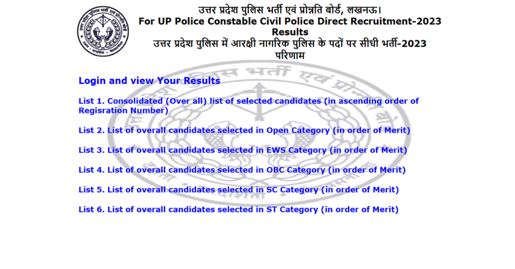 UPP Constable result 2025